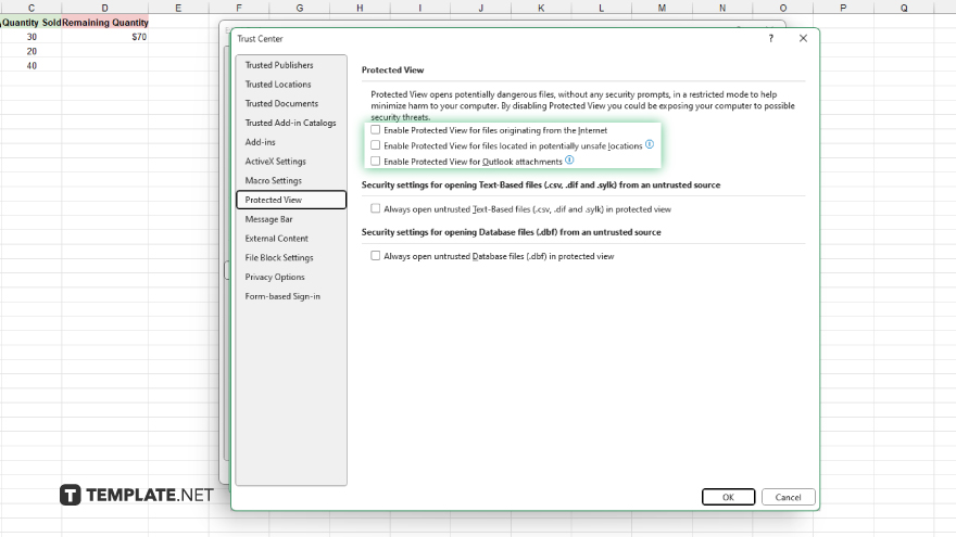 how to turn off open in protected view excel