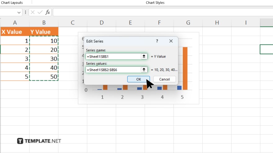 step 6 specify the data range for the second y axis