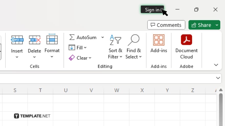 step 1 open excel and access the sign in option