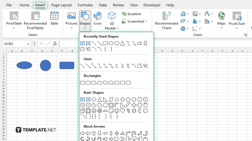 step 2 add shapes in excel