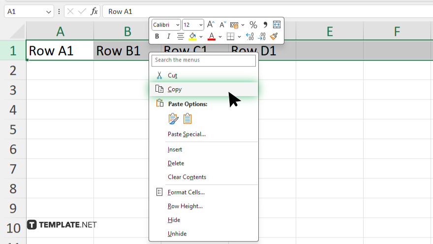 step 2 copy the row in microsoft excel