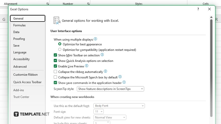 step 2 open excel options