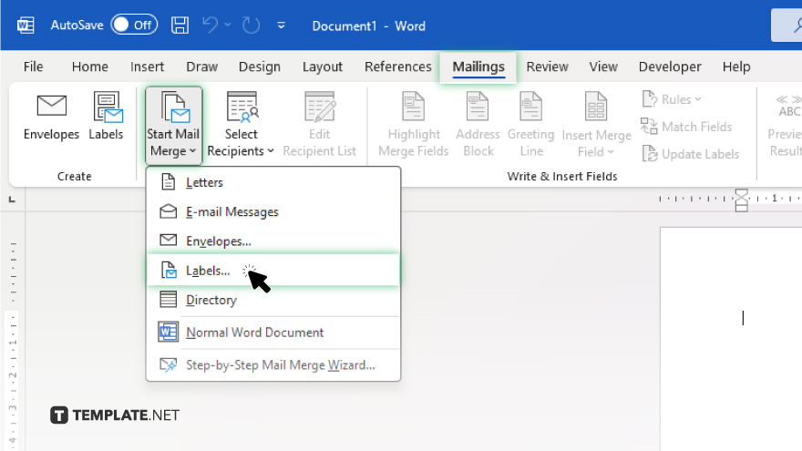 step 2 open microsoft word and start mail merge