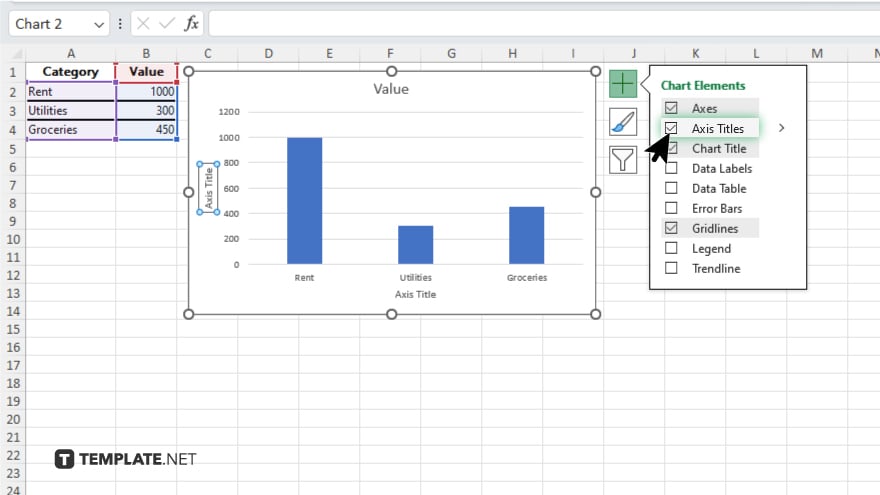 step 3 add axis titles in microsoft excel
