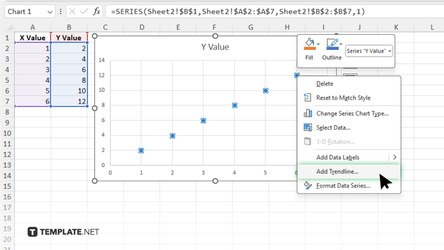 step 3 add a trendline in microsofft excel