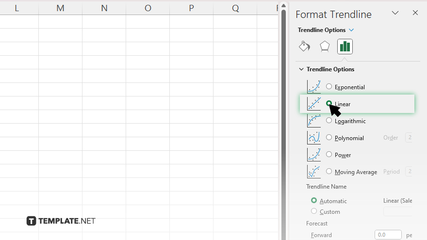 step 3 choose the trendline type