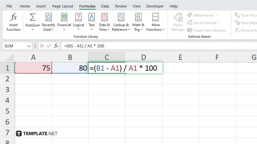 step 3 enter the percentage difference formula