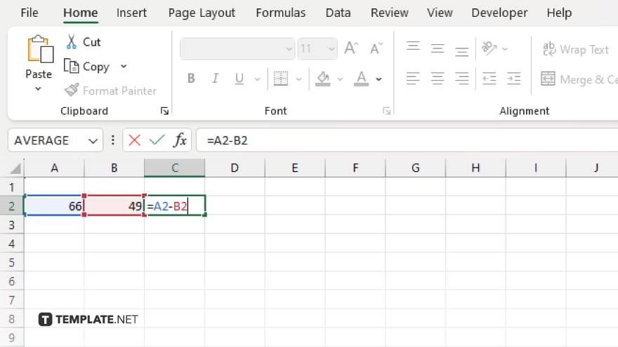 step 3 enter the subtraction formula