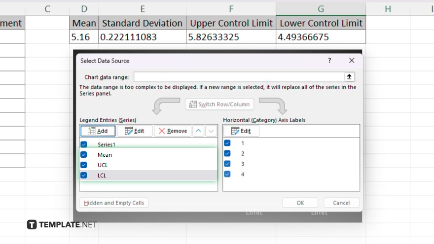 step 4 add the mean and control limits