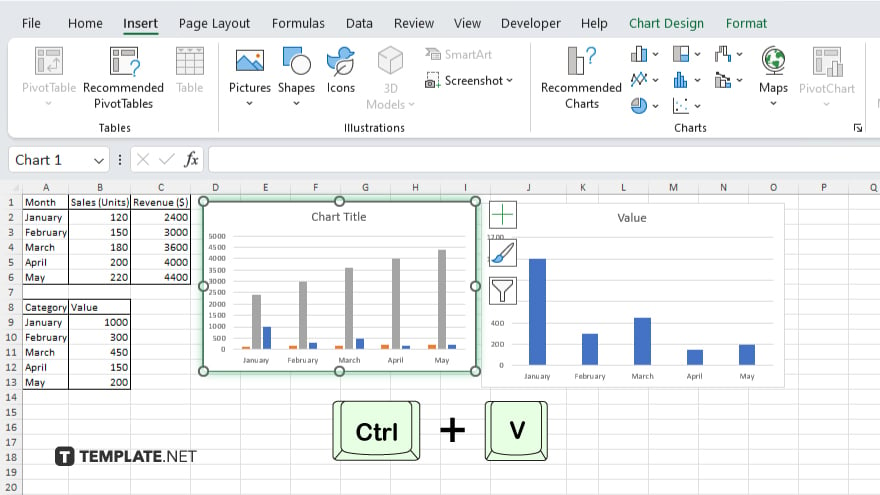 step 4 combine the charts in microsoft excel