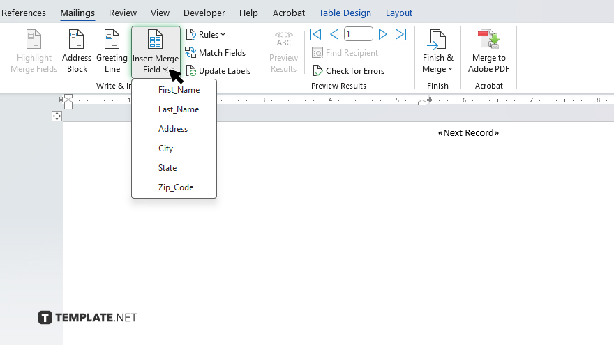 step 4 insert merge fields