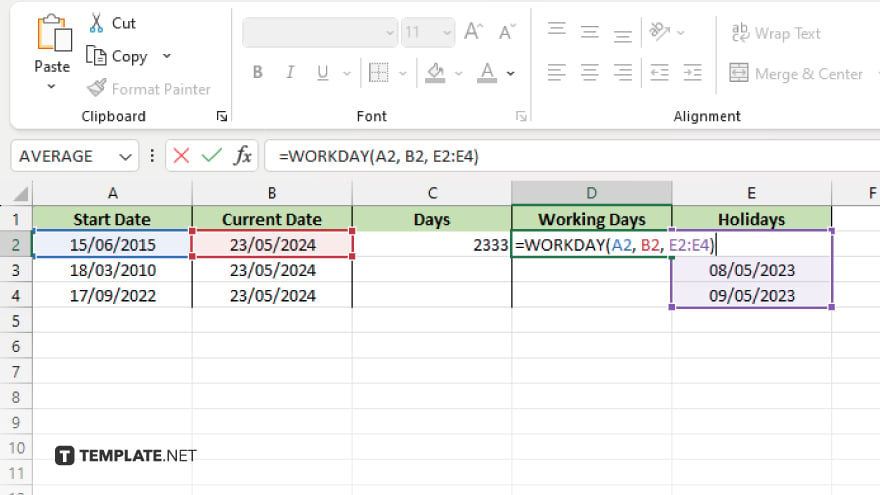 step 4 use the workday function for future dates