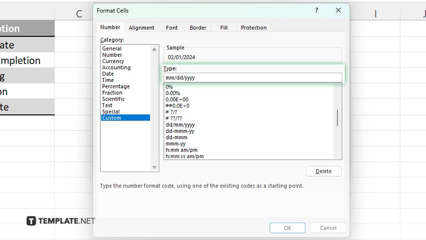 step 5 input desired date format code