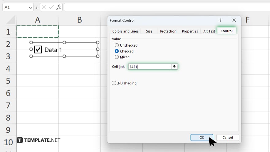 step 5 link the check box to a cell in microsoft excel
