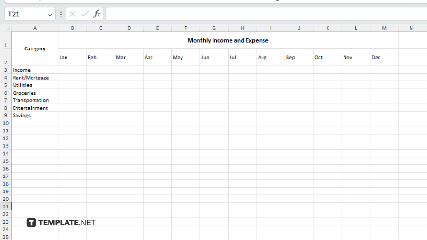 step 3 add monthly income and expense columns