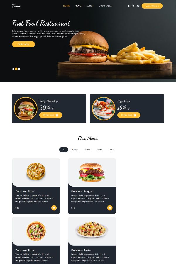 Feane – Free Bootstrap 4 HTML5 Restaurant Template