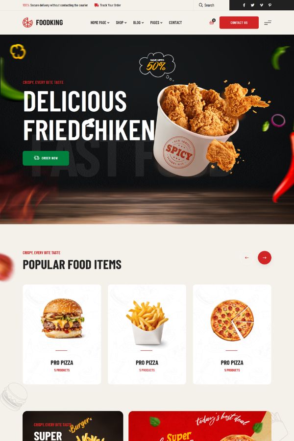 Foodking - Fast Food Restaurant React NextJS Template