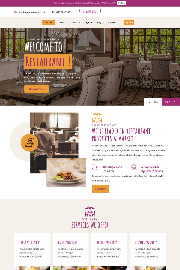 Free Restaurant WordPress Theme