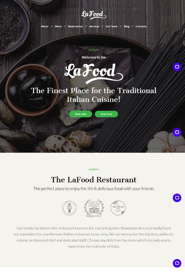 La Food - Italian Restaurant Responsive WordPress Theme