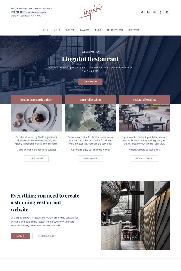 Linguini — Restaurant WordPress Theme