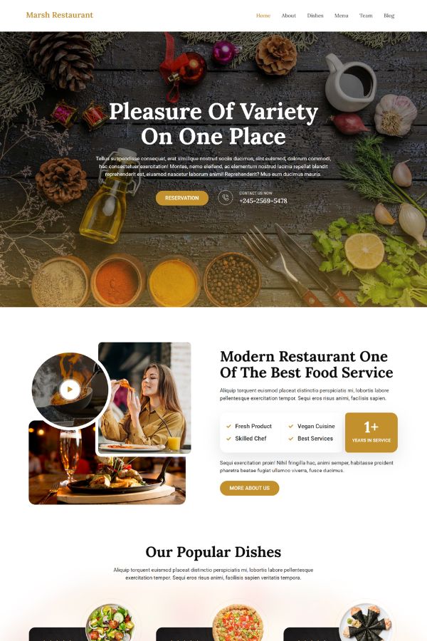 Marsh Restaurant Website Template