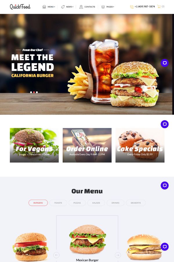 Quick Food - Fast Food Restaurant HTML5 Website Template