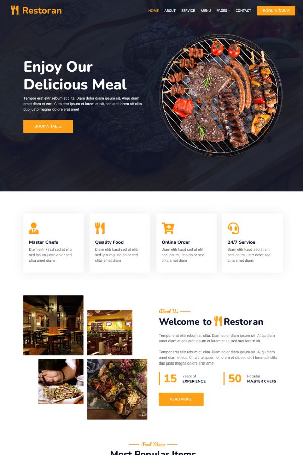 Restoran – Free Bootstrap 5 Restaurant Website Template