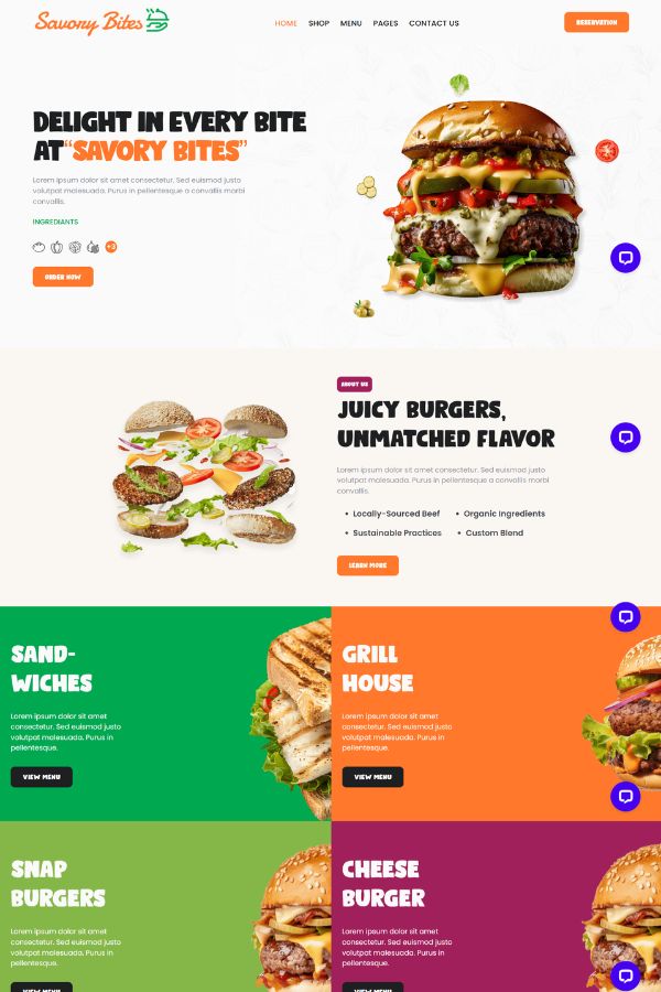 Savory Bites - Fast Food and Restaurant HTML Website Template