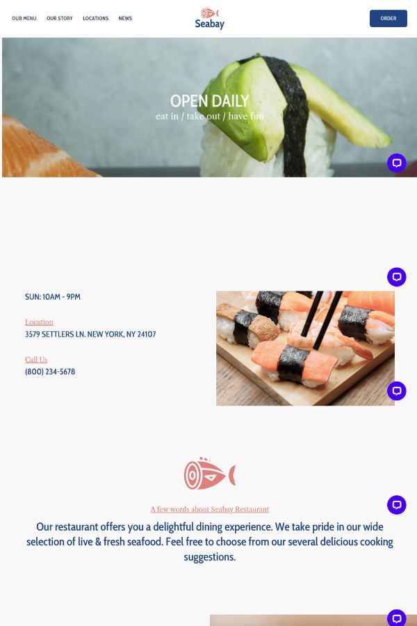 Seabay Local Seafood Restaurant Website Template