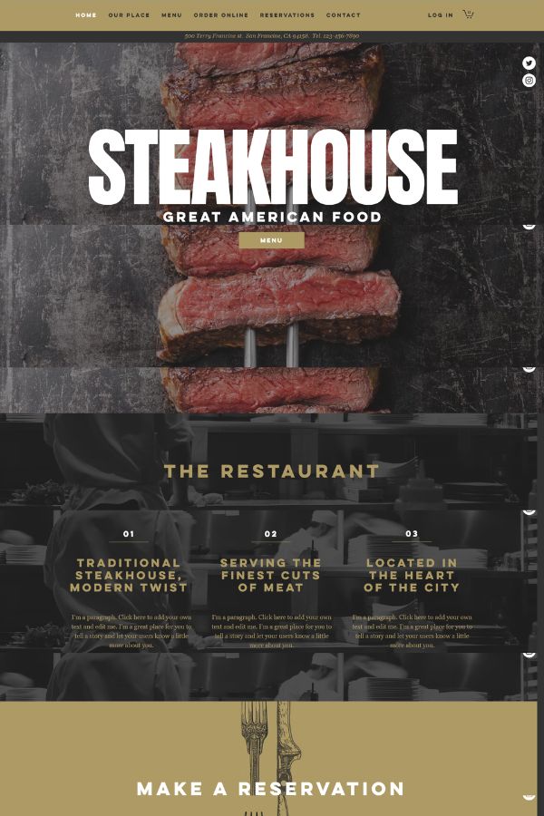 Steakhouse Restaurant Wix Theme