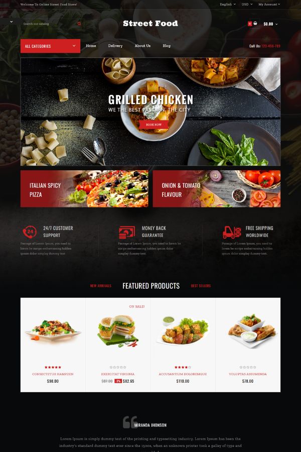 Street Food and Restaurant Store Prestashop theme