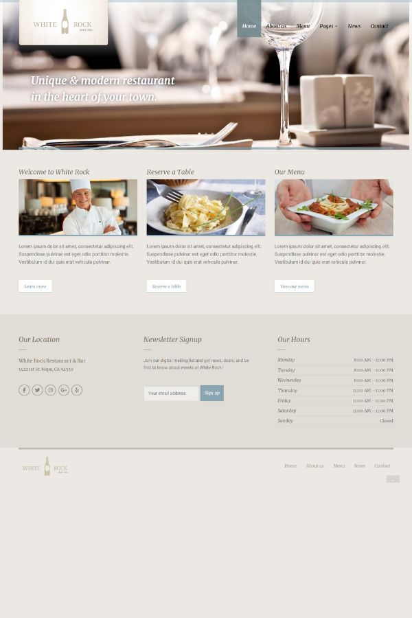 White Rock - Restaurant & Winery WordPress Theme