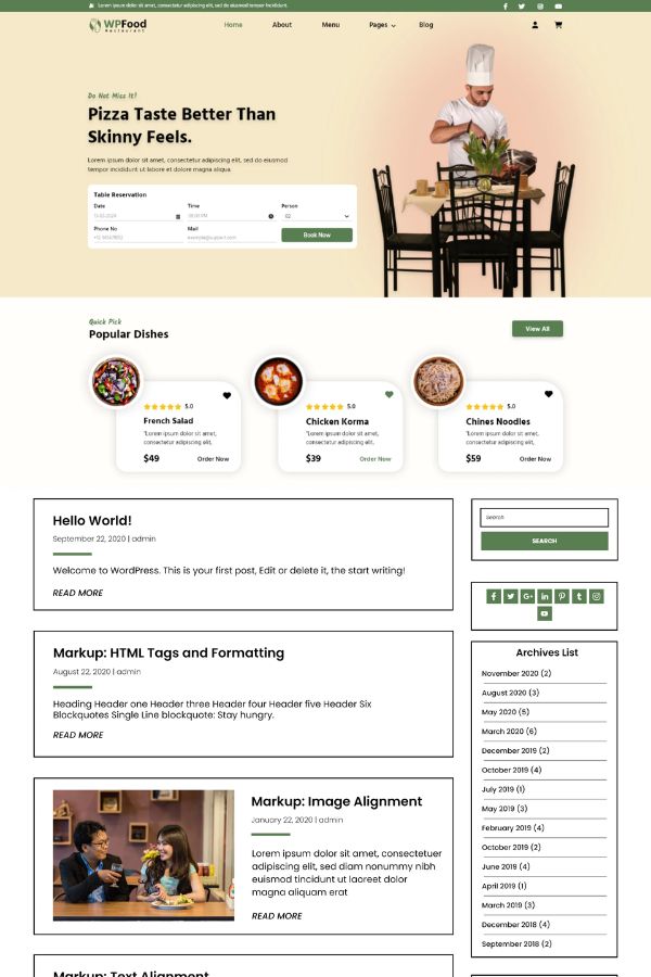 WpFood Restaurant Elementor Theme