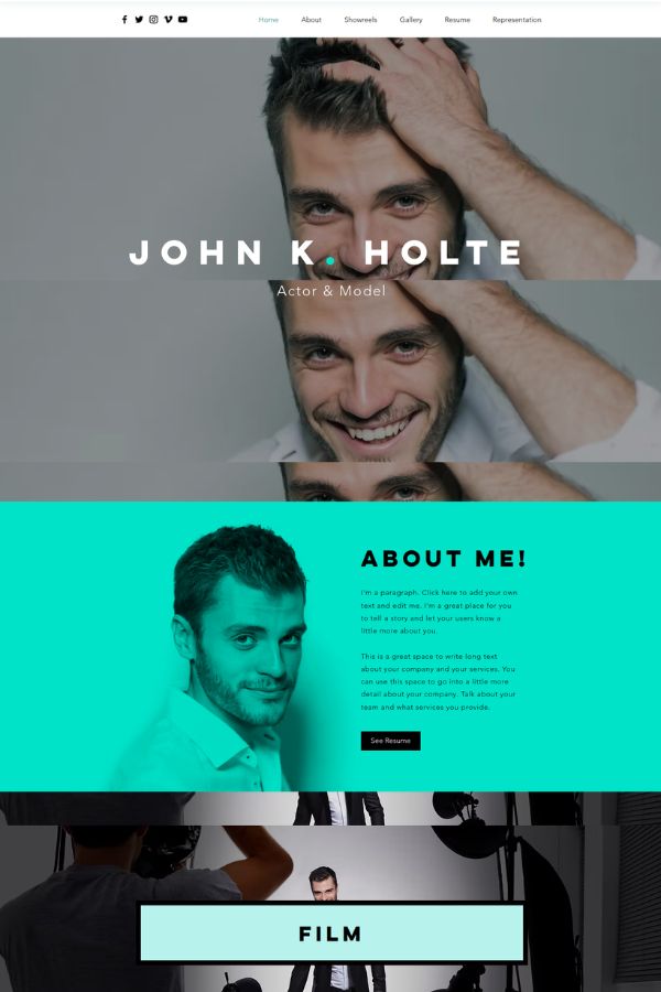 Acting Resume Website Template