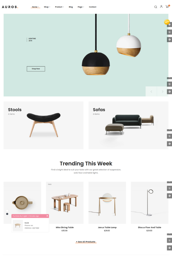 Auros  Furniture & Interior E commerce Website Template