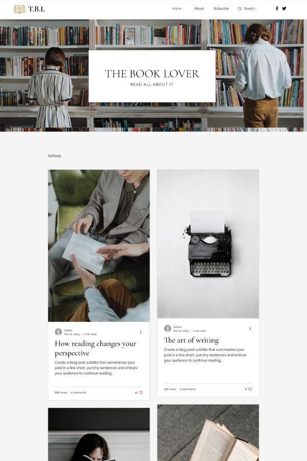 Book Blog Website Template