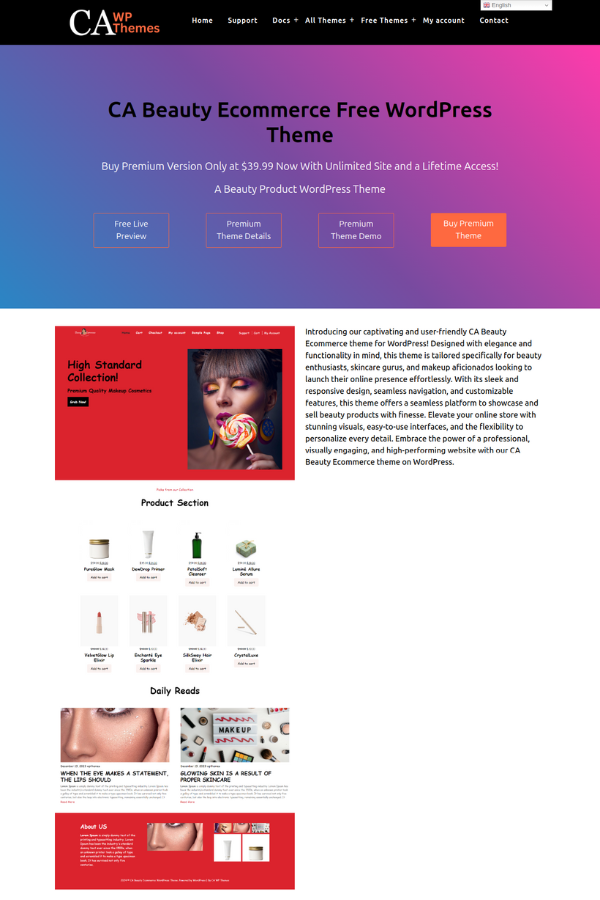 CA Beauty Ecommerce Website Template