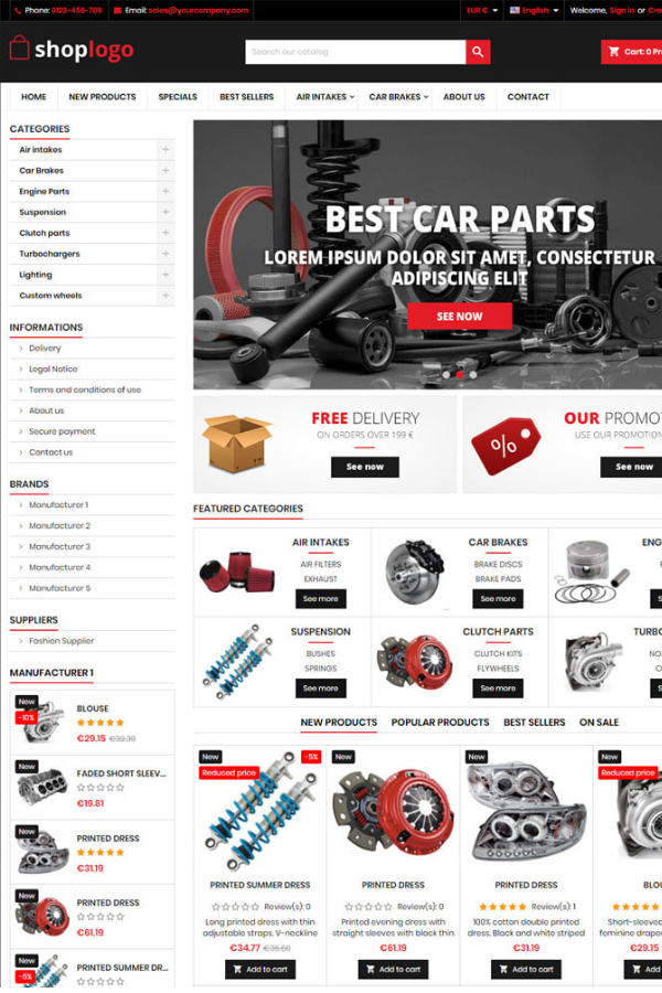 Car Spare Parts eCommerce Website Template