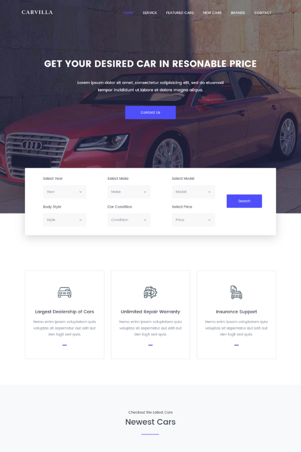 Carvilla website Template