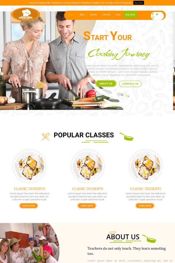 Cooking Classes Website Template