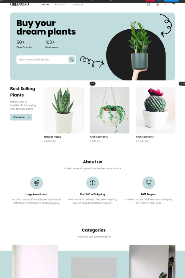 E-Commerce Plant Shop Website Templte