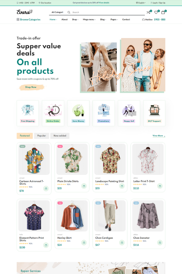 Evara Multipurpose Ecommerce Template