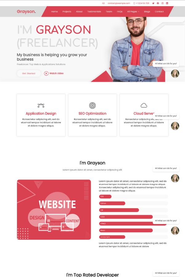 Freelancer - Personal Portfolio Website Template