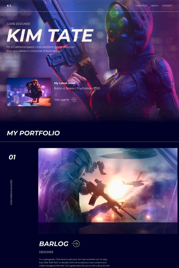 Game Designer Website Template