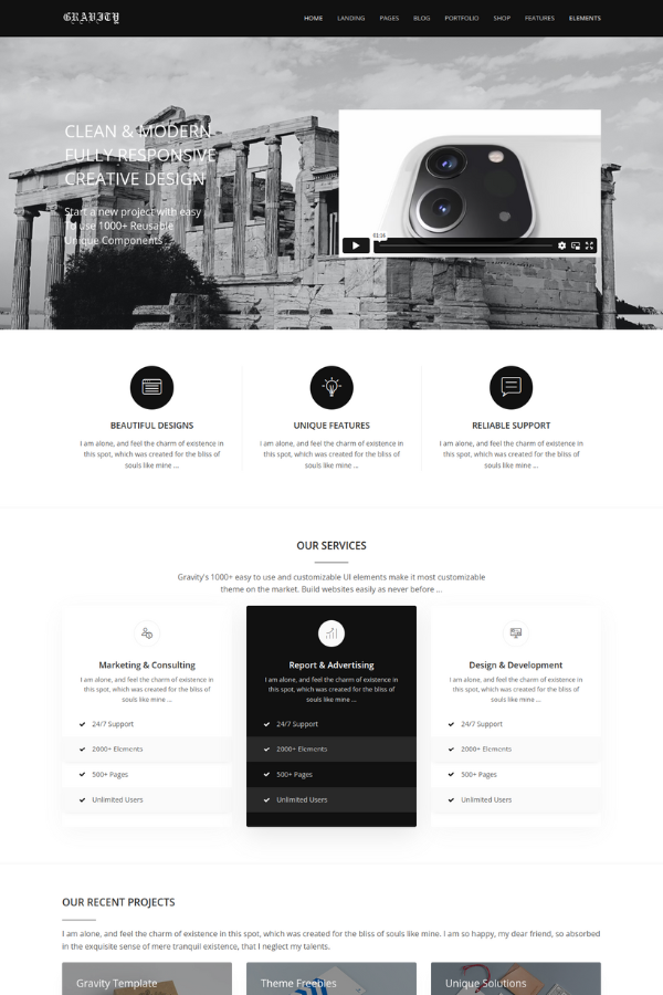 Gravity Website Template