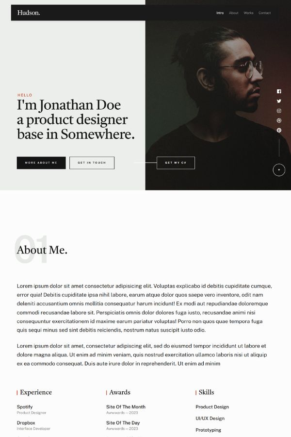 Hudson Free Responsive HTML5 Personal Portfolio Template