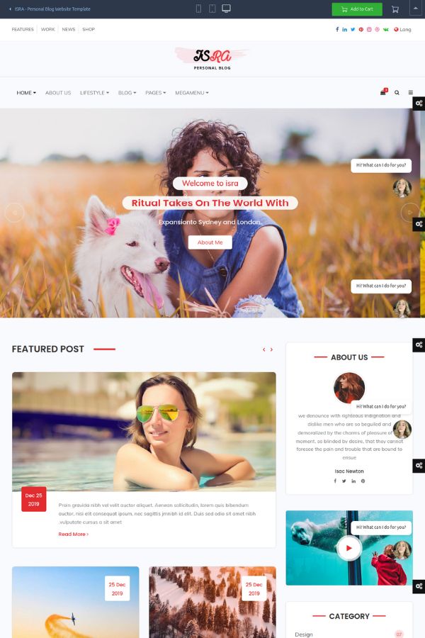 ISRA - Personal Blog Website Template