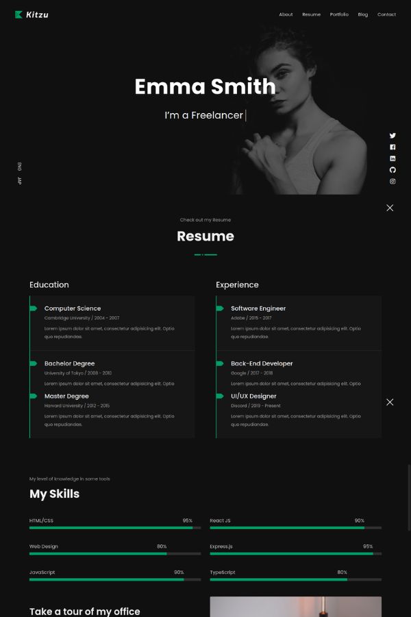 Kitzu - Personal Portfolio Template