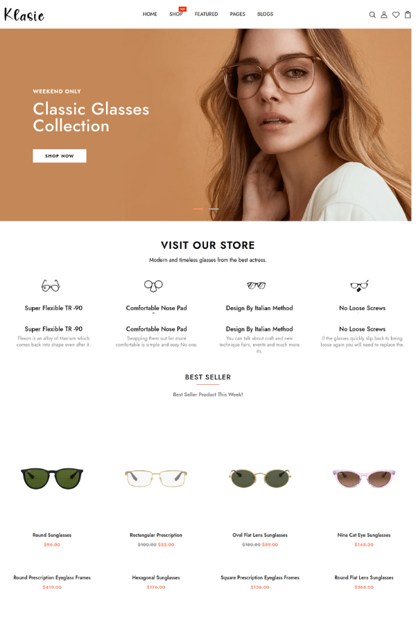 Klasie - Glasses Store Shopify 2.0 Theme