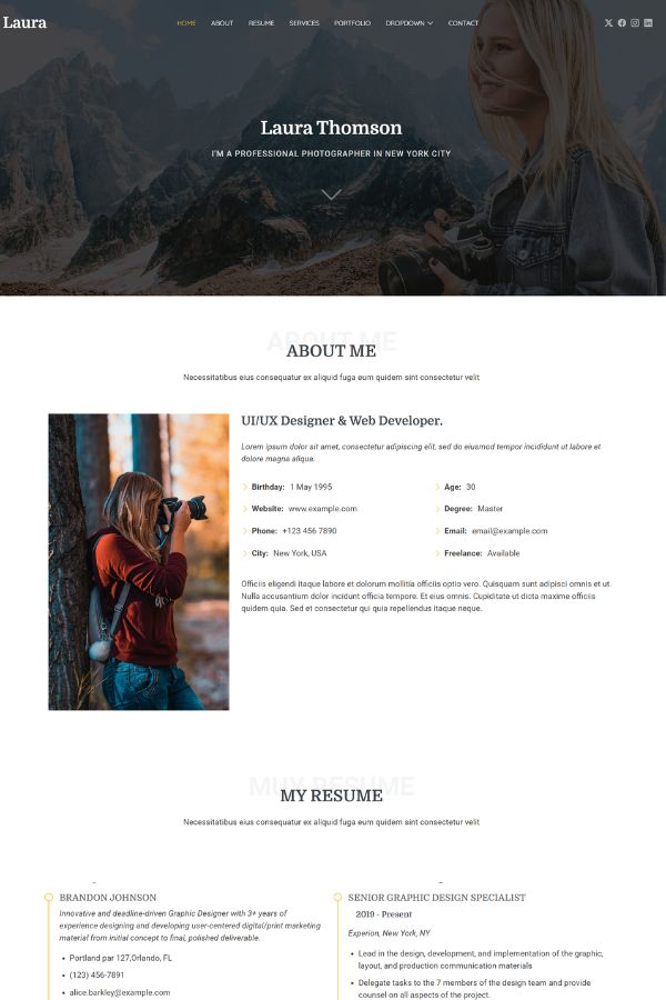 Laura Free Creative Bootstrap Template